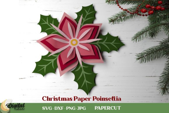 Download Flower Paper. Christmas Paper Poinsettia - Paper Collection
