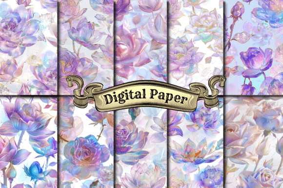 Download Glass Pink Lotus and Rose Digital Paper - Paper Collection