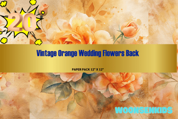 Download Popular Vintage Orange Wedding Flowers Background Watercolor Png Kdp Digital Paper - Paper Collection