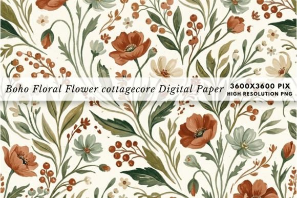 Download Boho Floral Flower Digital Paper,Flower - Paper Collection