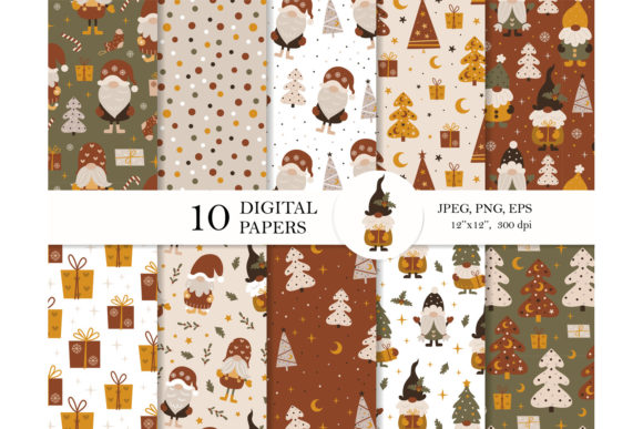 Download Christmas Gnome Digital Paper Pack - Paper Collection