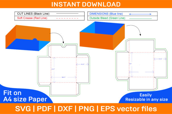 Download Business Card Lid Box Dieline Template - Premium Resources