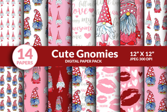 Download Valentine Gnome Digital Paper Seamless - Paper Collection