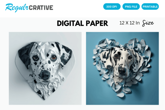 Download Dalmatian Cute Love Heart Digital Paper - Paper Collection
