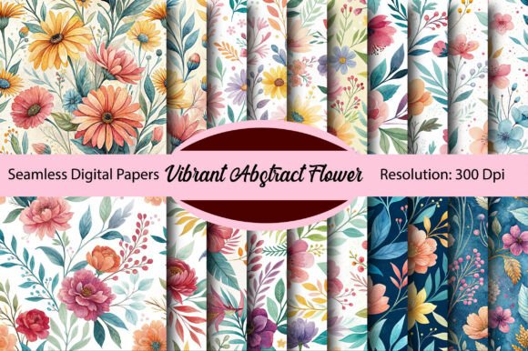 Download Vibrant Abstract Flower Digital Paper - Paper Collection