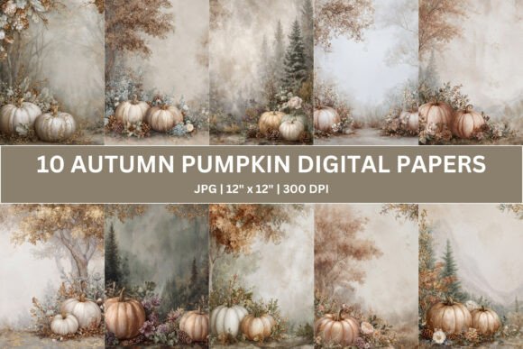 Download 10 Autumn Pumpkin Digital Paper - Paper Collection