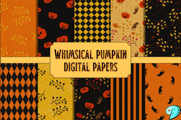 Download Whimsical Pumpkin Digital Papers Bundle - Paper Collection