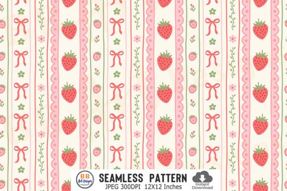 Download Coquette Strawberry Pattern Spring Paper - Paper Collection