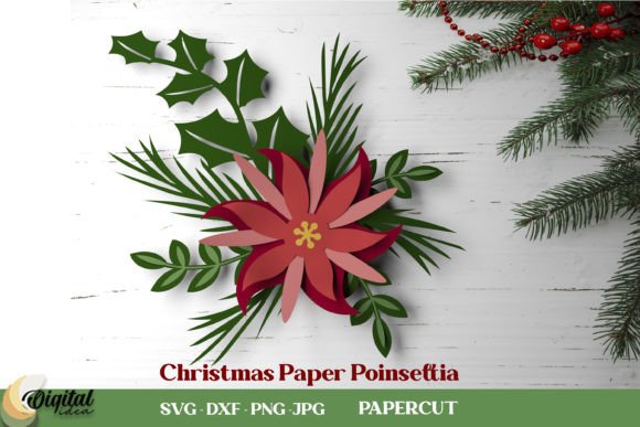 Download Christmas Paper Poinsettia. Flower Paper - Paper Collection