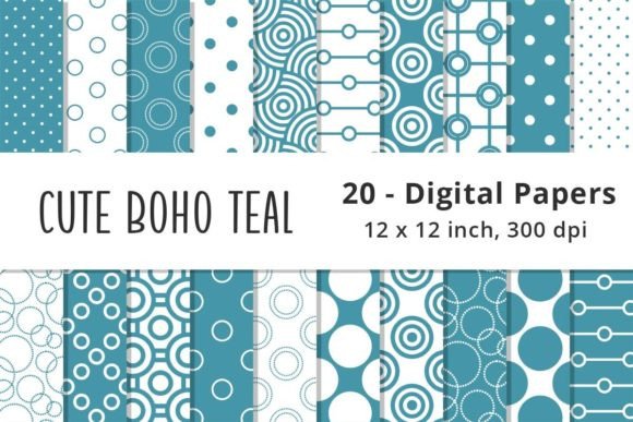 Download Boho Teal Blue Digital Paper Backgrounds - Paper Collection