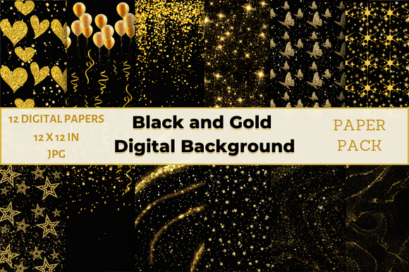Download Black and Gold Digital Paper Pack - Paper Collection