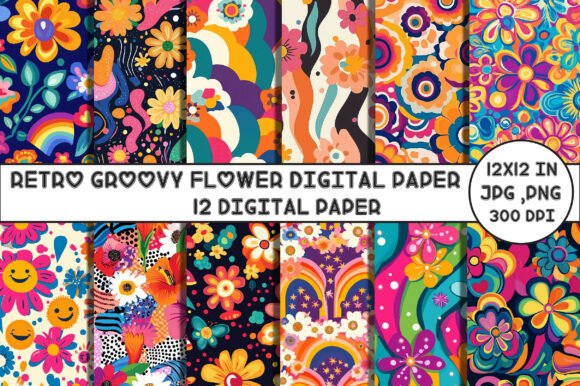 Download Retro Flower Digital Paper - Paper Collection