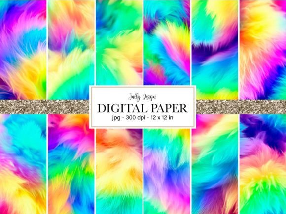 Download Vivid Rainbow Fluffy Fur Digital Paper - Paper Collection