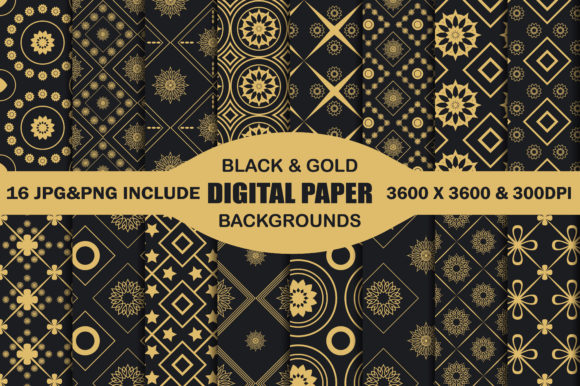 Download Black and Gold Digital Paper Background - Paper Collection