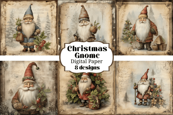 Download Christmas Gnome Digital Paper Background - Paper Collection