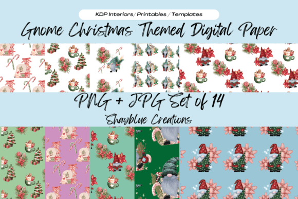 Download Christmas Gnome Digital Paper Set - Paper Collection