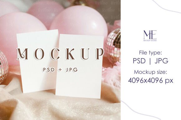 Download Double 5x7 Invitation Mockup Pink Disco - Invitation Collection