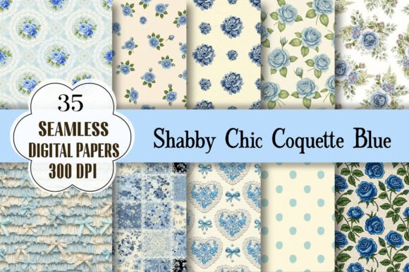 Download Shabby Chic Coquette Blue Digital Paper - Paper Collection