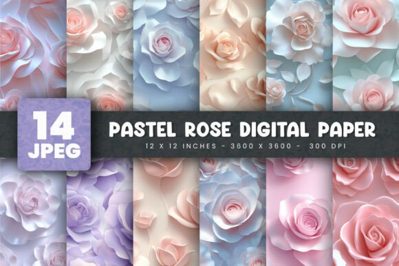 Download 14 Pastel Rose Digital Paper - Paper Collection