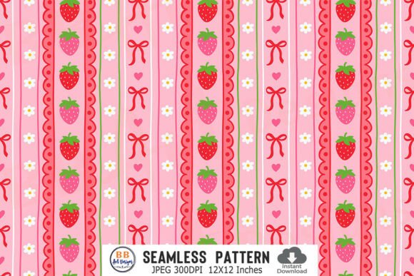 Download Coquette Strawberry Pattern Floral Paper - Paper Collection