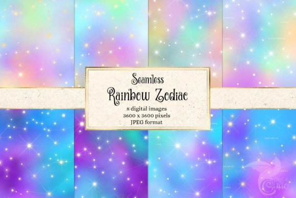 Download Rainbow Zodiac Digital Paper - Paper Collection