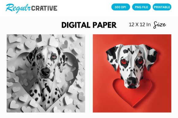 Download Dalmatian Cute Love Heart Digital Paper - Paper Collection