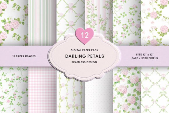 Download Pink Hydrangea &amp; Pink Rose Digital Paper - Paper Collection