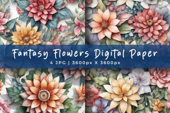 Download Fantasy Flowers Digital Paper Pattern - Paper Collection