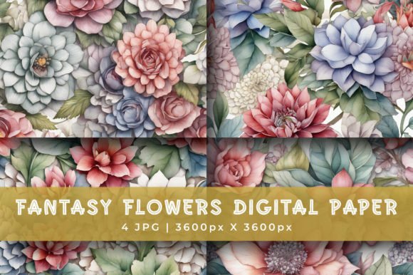 Download Fantasy Flowers Digital Papers - Paper Collection