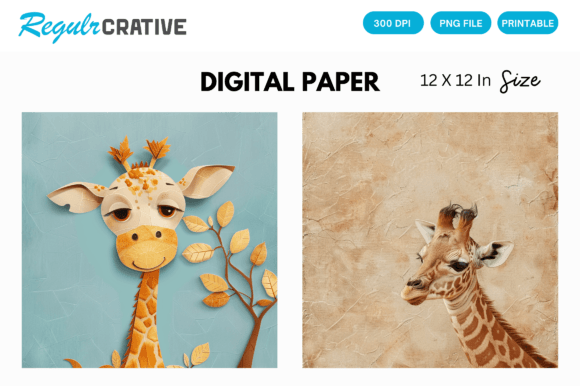 Download Curious Baby Giraffe PNG Digital Paper - Paper Collection