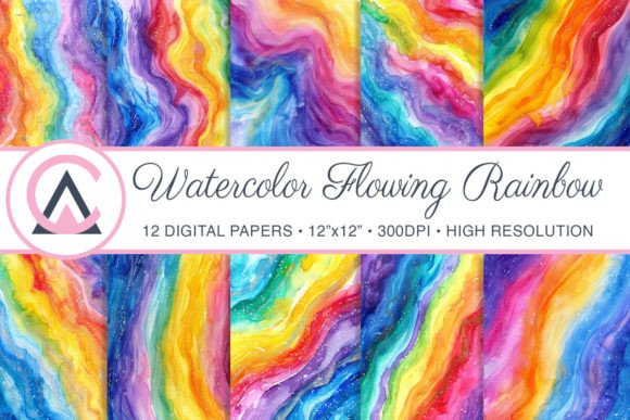 Download Watercolor Vivid Colorful Rainbow Papers - Paper Collection