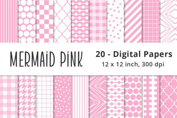 Download Mermaid Pink Digital Pattern Papers - Paper Collection