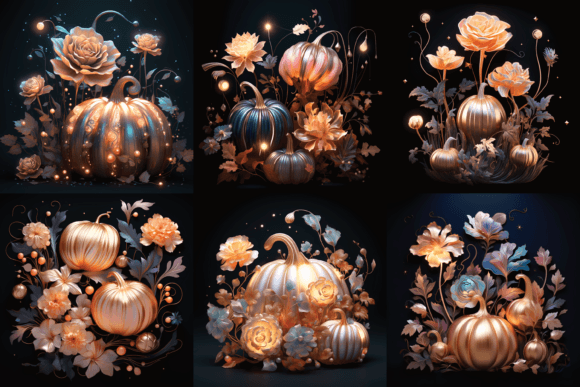 Download Luxurious Floral Pumpkin Digital Papers - Paper Collection