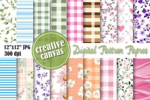 Download Pastel &amp; Cute Heart Digital Paper Bundle - Paper Collection