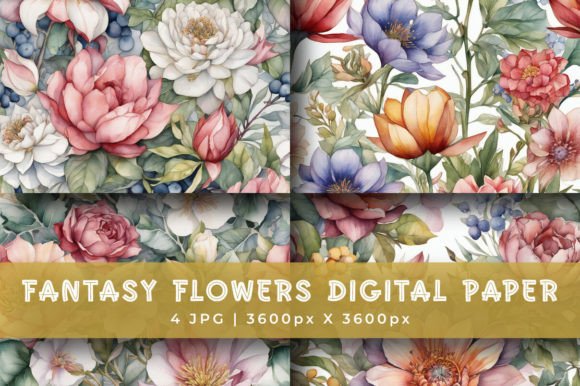 Download Fantasy Flowers Digital Paper Collection - Paper Collection