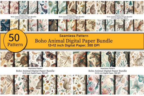 Download Boho Animal Digital Paper Bundle - Paper Collection