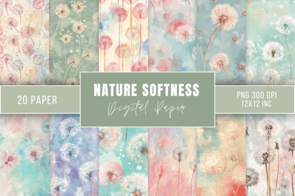 Download Pastel Dandelions Digital Papers Bundle - Paper Collection