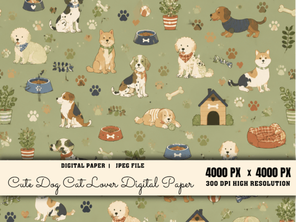 Download Cute Dog Pet Animal Digital Paper - Paper Collection