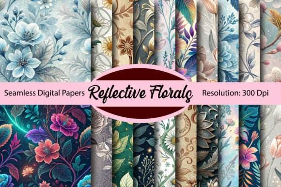 Download Reflective Florals Digital Paper - Paper Collection